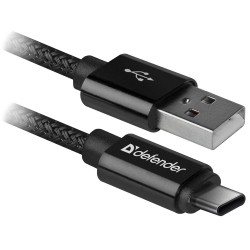 USB кабель Defender USB09-03T PRO USB2.0 Черный, AM-Type-C, 1m, 2.1A